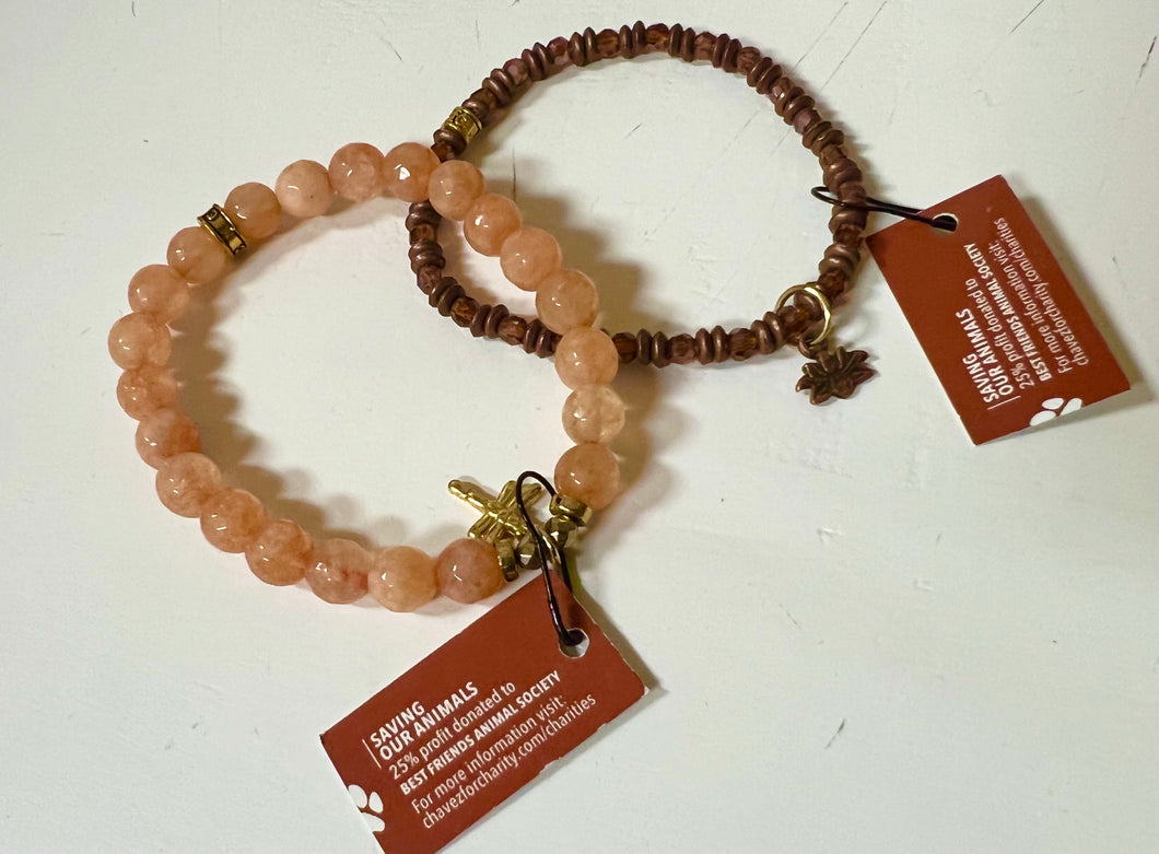 Chavez for Charity - Dark Red and Peach Bracelets for Animal Society
