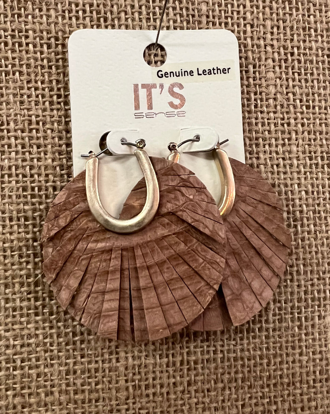 Brown Round Leather Fashion Earrings