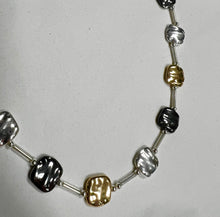 Load image into Gallery viewer, Dark Gray, Silver, and Gold Square Necklace
