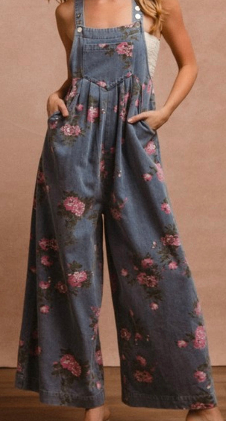 Bibi wide-leg floral Overalls