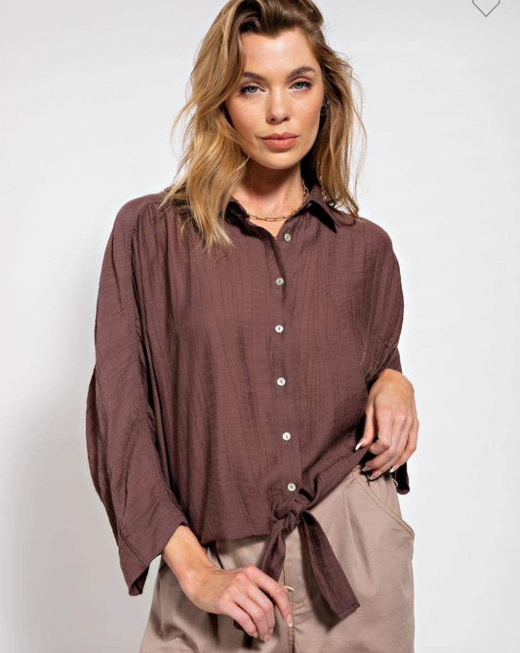Chocolate Crinkle Rayon Top